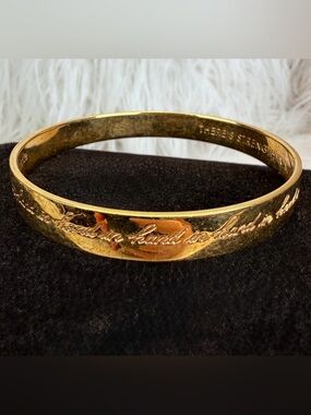 Kate Spade “Hand and Hand” inscribed Goldtone Bangle Bracelet
